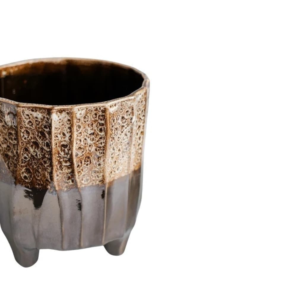 image 1 of Neve Dark 3 Leg Planter - Earthenware - L17 x W17 x H19 cm - Brown Brown
