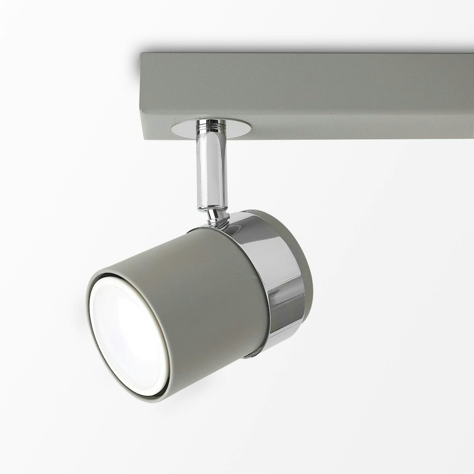 image 1 of ValueLights Rosie Cement Ceiling Bar Spotlight and GU10 Spotlight LED 5W Warm White 3000K Bulbs