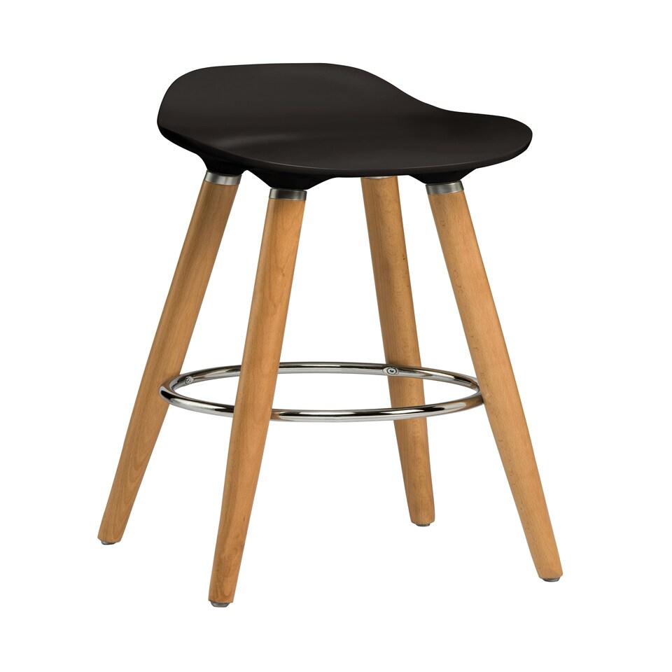image 1 of Interiors by Premier Black Abs Beech Wood Bar Stool, Easy to Clean Kitchen Bar Stool, Footrest Support Bar Stool