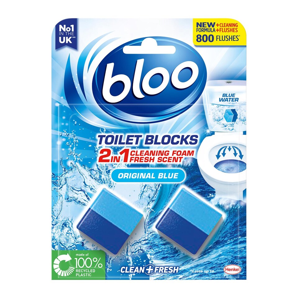 image 1 of Bloo Toilet Rim Blocks Original Blue Clean+Fresh with Fresh Fragrance, 7 Pack | Multi | 7