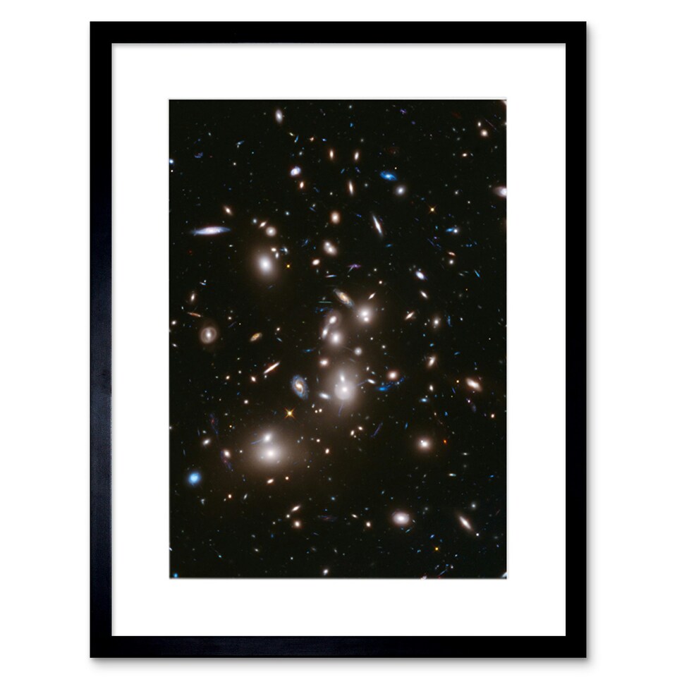 image 1 of Hubble Space Deep Field Abell 2744 Pandora's Galaxy 9x7" Black Framed Wall Art Print