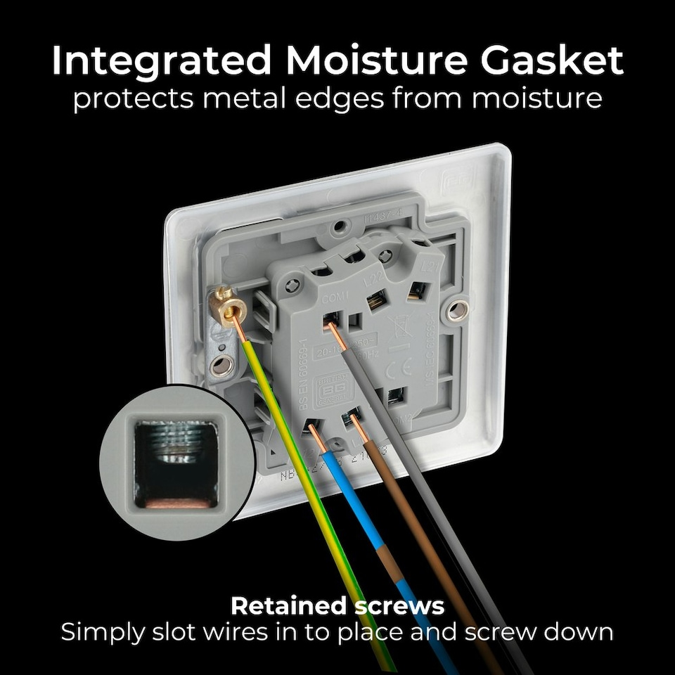 image 1 of BG Nexus Metal 20A Double Wall Light Switch, 2 Way, Brushed Steel