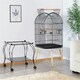 image 6 of Yaheetech 150 cm Open Top Metal Bird Cage with Rolling Stand Black