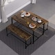 image 3 of Vida Designs Brooklyn 4 Seater Dining Set 3 Piece Table & Bench Set, Dark Wood
