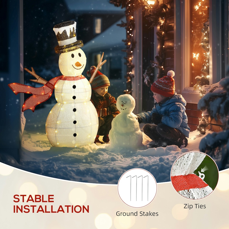 image 1 of Outsunny Lighted Christmas Snowman Waterproof Outdoor Christmas Decorations