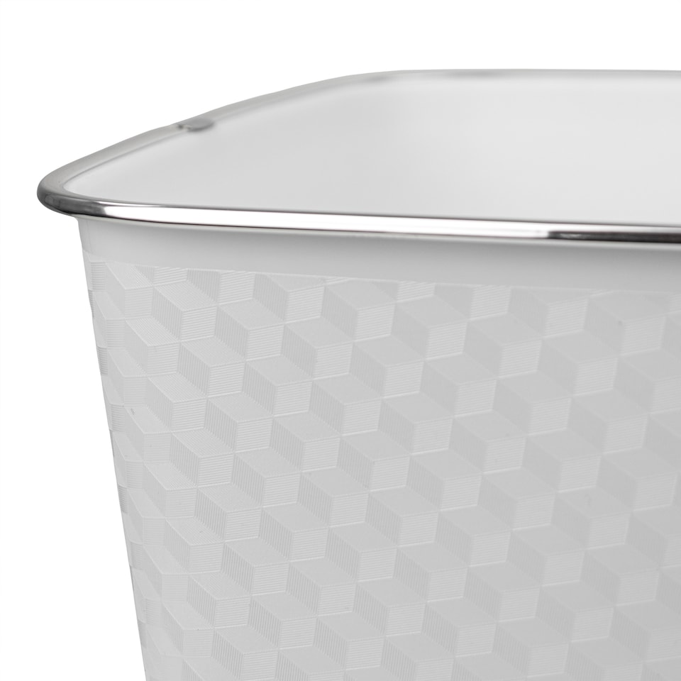 image 1 of JVL Glaize Square Waste Bin 8L Set of 2 Bathroom Bedroom Office White