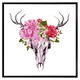 image 2 of Deer animal skull with flowers and feathers (Picutre Frame) Brown | M