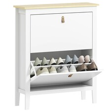 HOMCOM 2 Drawer Shoe Cabinet with Flip Doors for Hallway, Entryway White | 80 x 24 x 95.5 cm