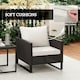 image 4 of Outsunny 3PCS Rattan Bistro Glass Top Table and Chairs Set with 4 Cushions