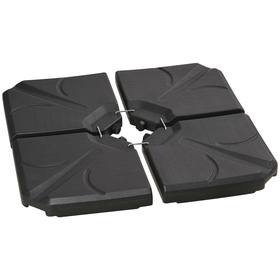 image 1 of Outsunny Set of 4 Banana Parasol Base Stand Water or Sand Filled Weights, Black