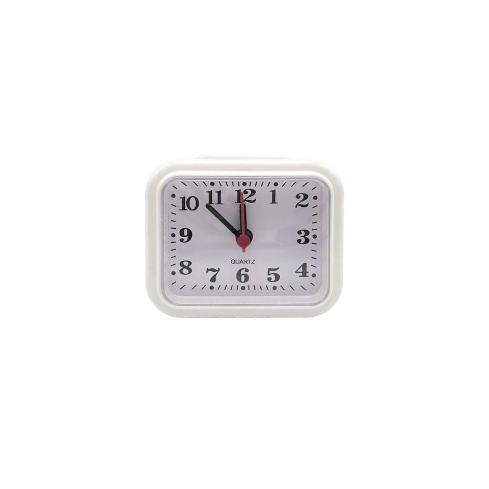 Basiks Mini Analogue Alarm Clock | White | White | One Size | 1