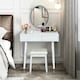 image 3 of COSTWAY Makeup Vanity Dressing Table Set with Lighted Mirror White