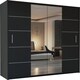 image 1 of Modern Panelled Mirror Sliding Wardrobe 150cm | White/Black/Grey/Oak 2-Door Bedroom Cabinet Black | Black 150cm 