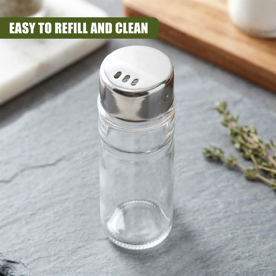 image 1 of GEEZY 4 Piece Glass Cruet Set and Condiment Dispenser With Stand 20.5cm