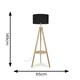 image 3 of ValueLights Morrigan Wooden Tripod Floor Lamp with Black Shade Black