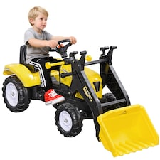 HOMCOM Pedal Go Kart Ride On Excavator With Front Loader Digger Four Wheels Child Toy, for 3 Years Old