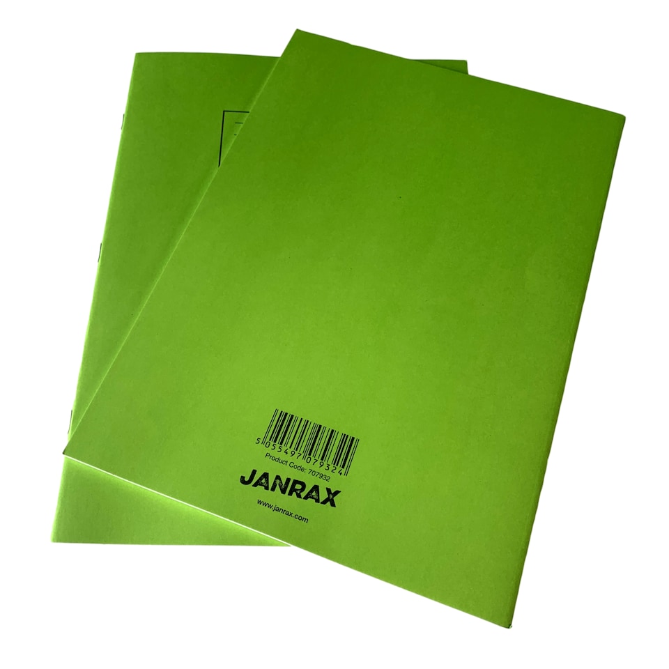 image 1 of Pack of 10 Janrax A4 Green 80 Pages Feint and Ruled Exercise Books