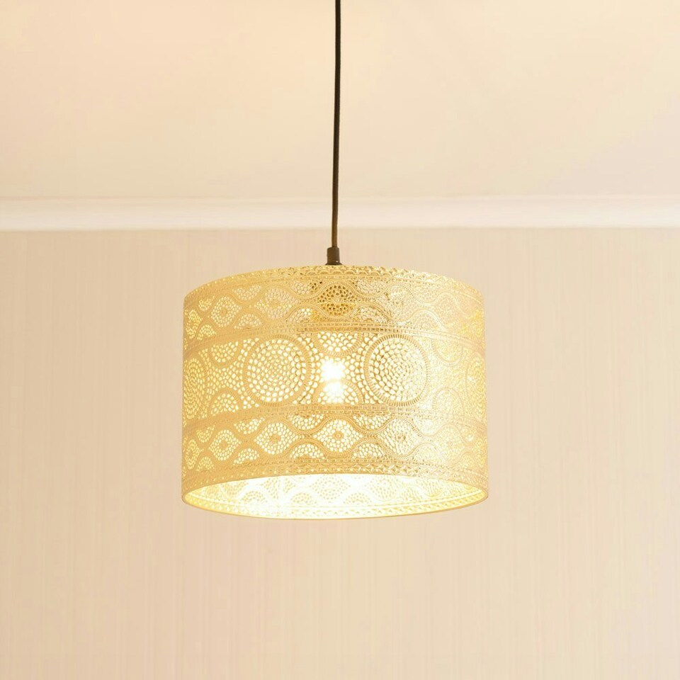 image 1 of ValueLights Casablanca Pair Gold Metal Lamp Shades & Bulbs Gold