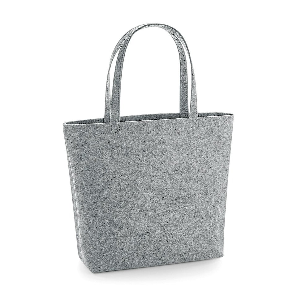 BagBase Felt Shopper/Tote - Grey Melange - One Size | Silver