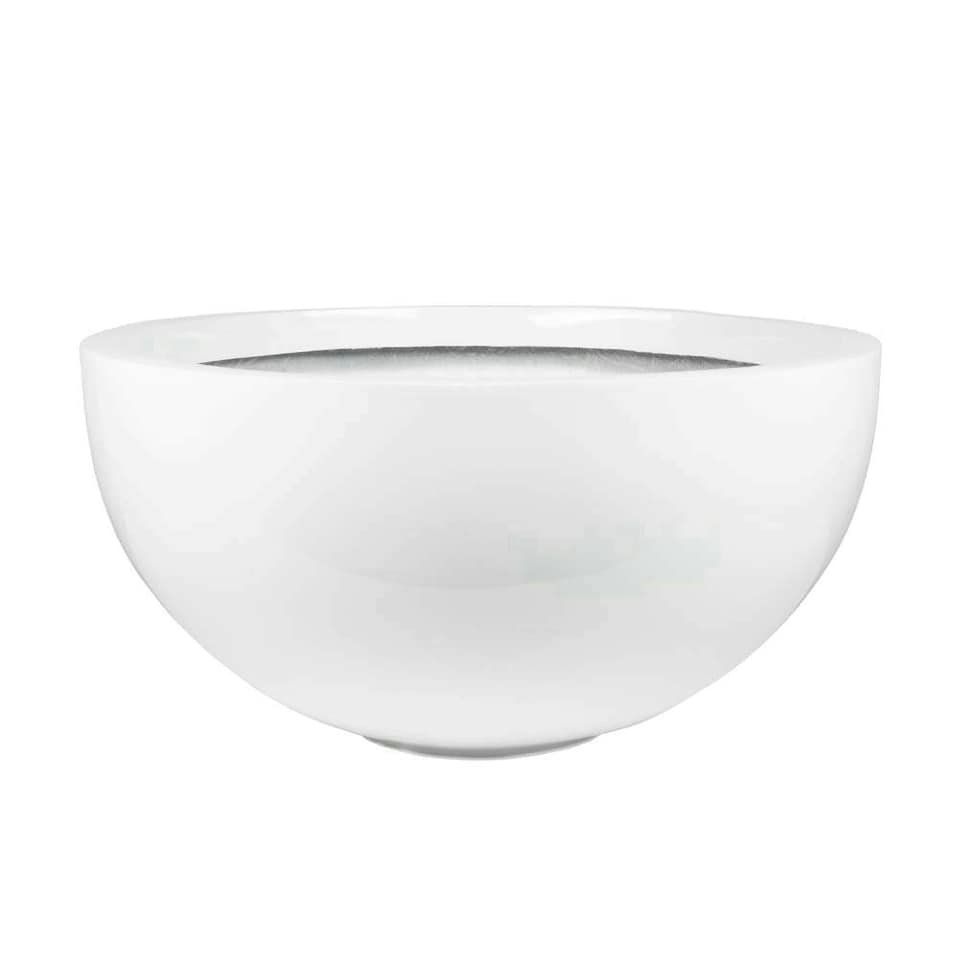 image 1 of Primrose Gloss White Garden Outdoor Fibreglass High Low Bowl Planter 72cm