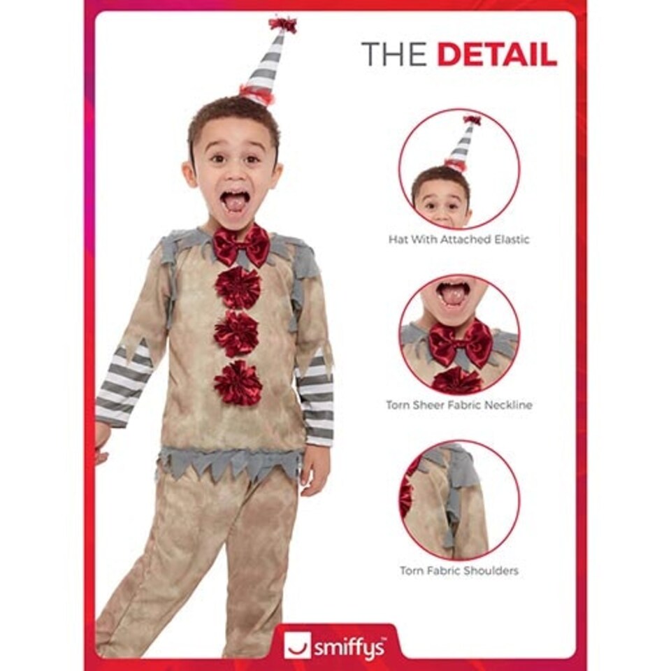 image 1 of Vintage Clown Fancy Dress Costume Unisex Toddler Age 1-2