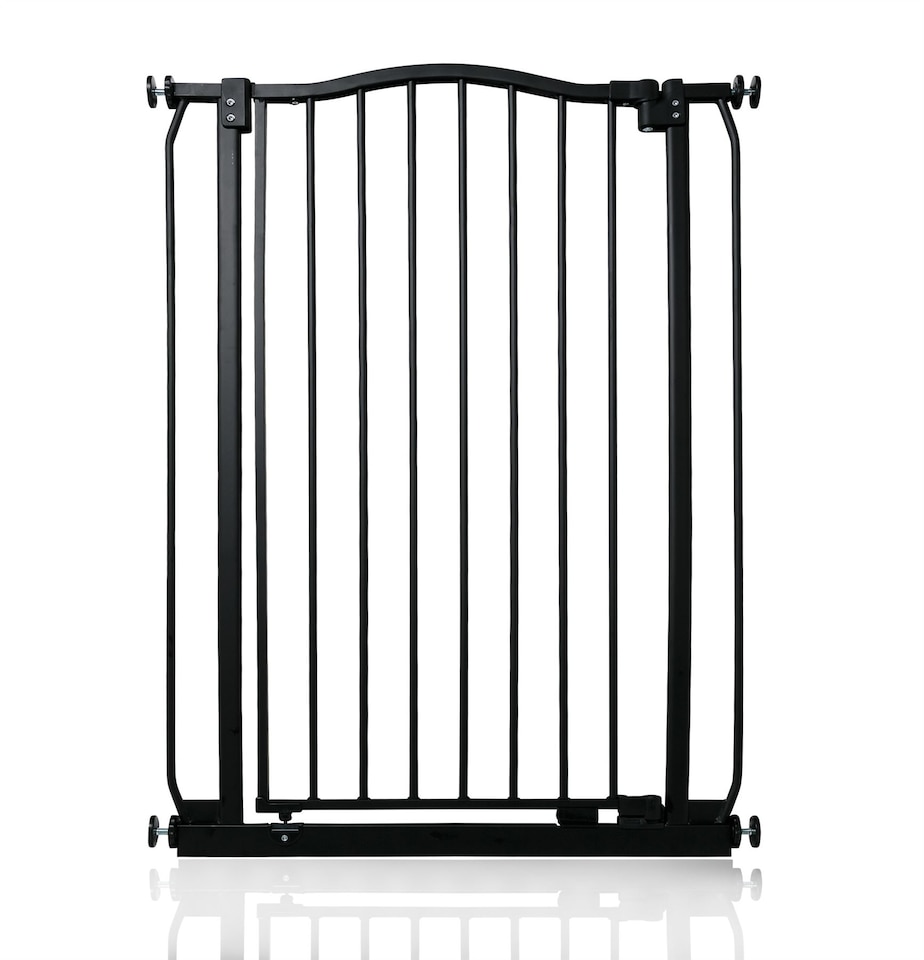 image 1 of Bettacare Extra Tall Curved Top Dog Gate, 71cm - 80cm, Matt Black, Extra Tall 100cm in Height, Pressure Fit Pet Gate