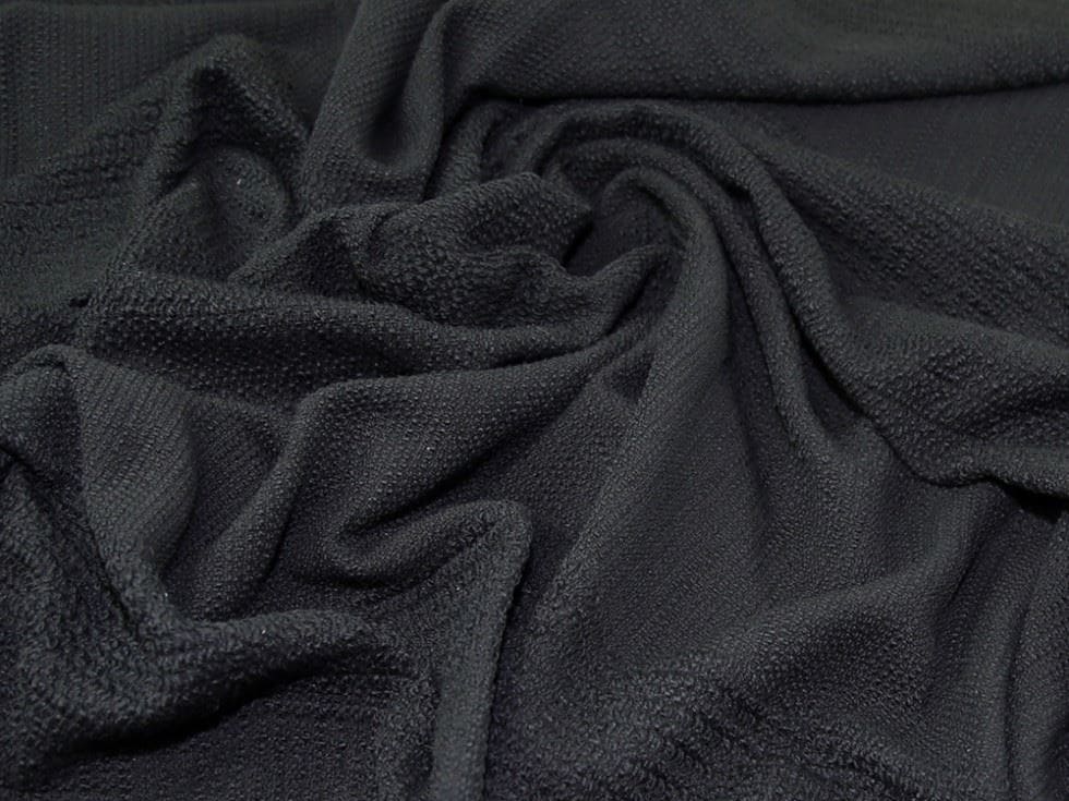 Lady McElroy Black Textured Wool Blend Coating Dressmaking Fabric, 130cm / 51" Wide - per metre