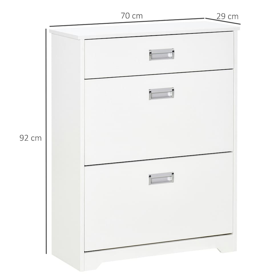 image 1 of HOMCOM Tipping Shoe Cabinet Hall Organizer with Flip Drawers for Entry 16 Pairs