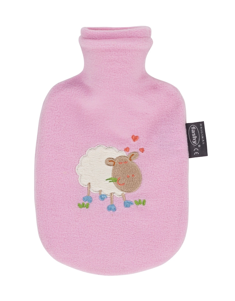 Fashy 0.8 Litre Hot Water Bottle with Animal Fleece Cover