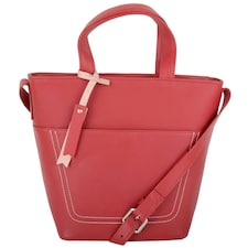Premium Soft Leather Cross Body Shoulder Twin Tote Style Handbag Red | Red
