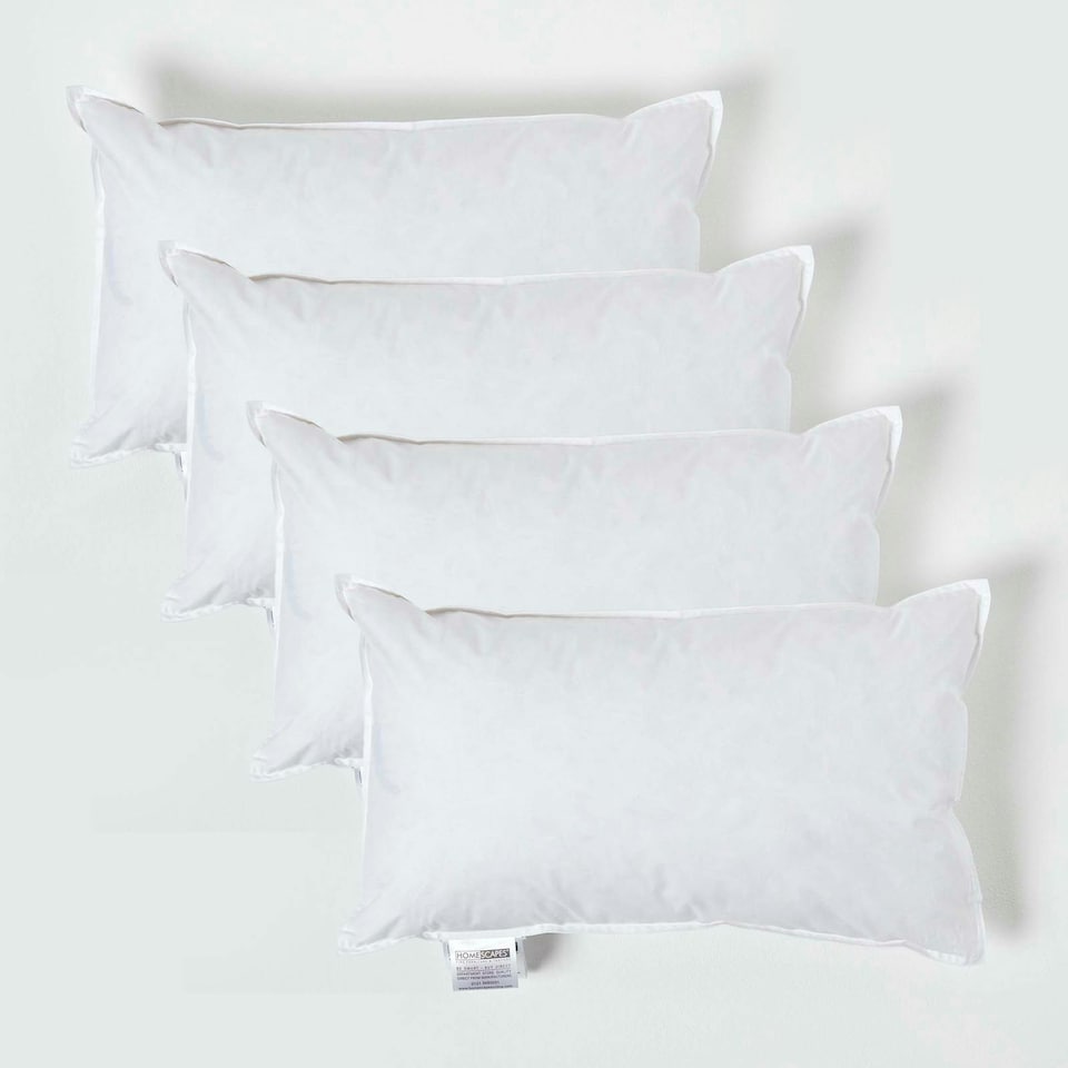 image 1 of Homescapes Luxury Duck Feather Cushion Pad Insert Inner 50 x 30 cm (20 x 12 inches) - Pack of 4 | White | 50 x 30 cm (20 x 12")