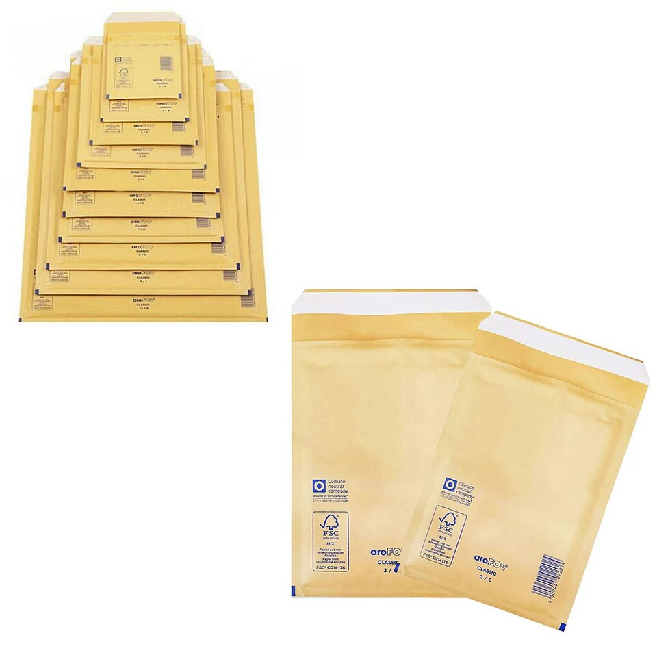image 1 of 300 x Size 6 (220 x 340mm) Classic Gold Arofol Bubble Lined Strong Postal Mailers With Peel & Seal Slip Gold | One Size