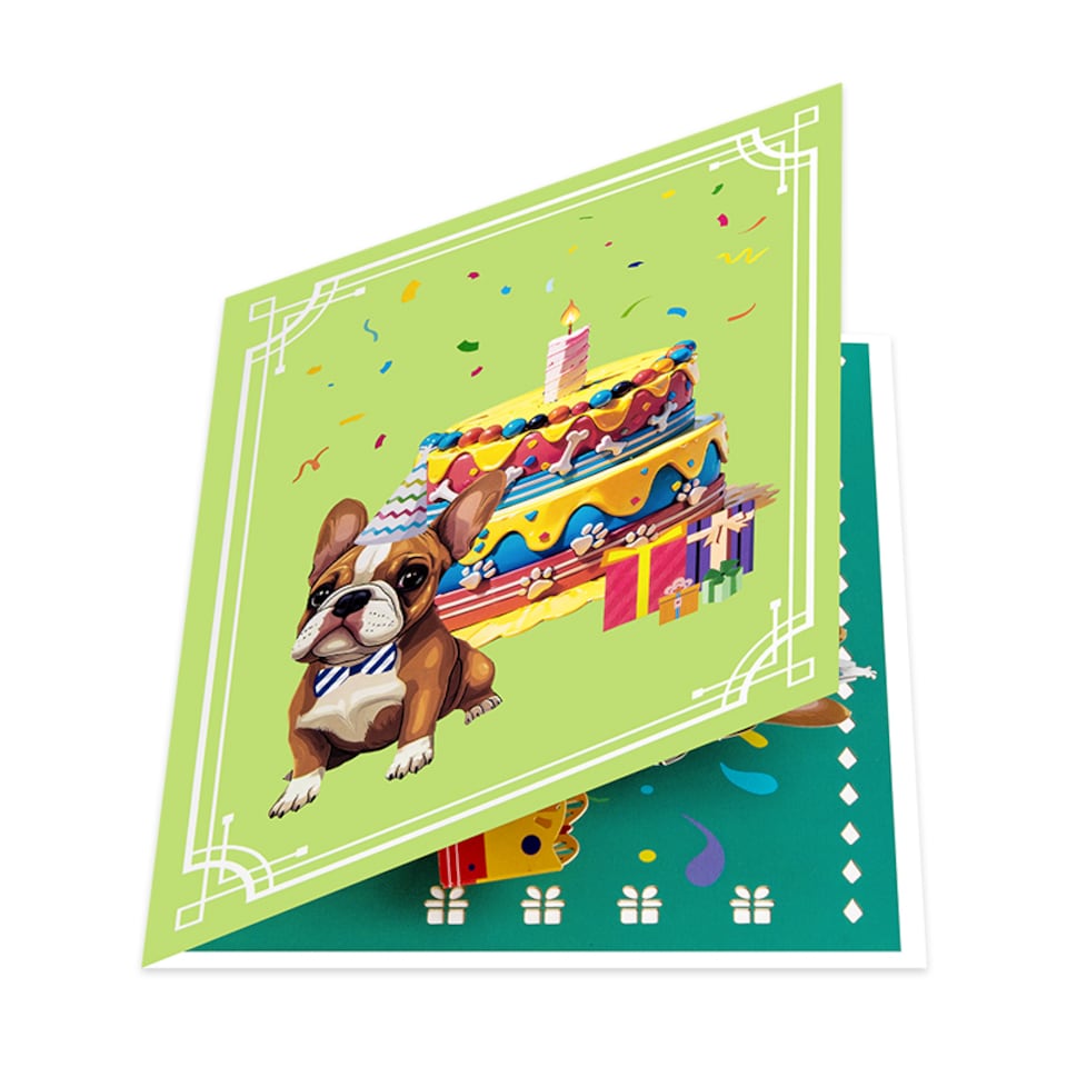 image 1 of Pawty Time 3D Dog On a Cake Pop Up Birthday Card
