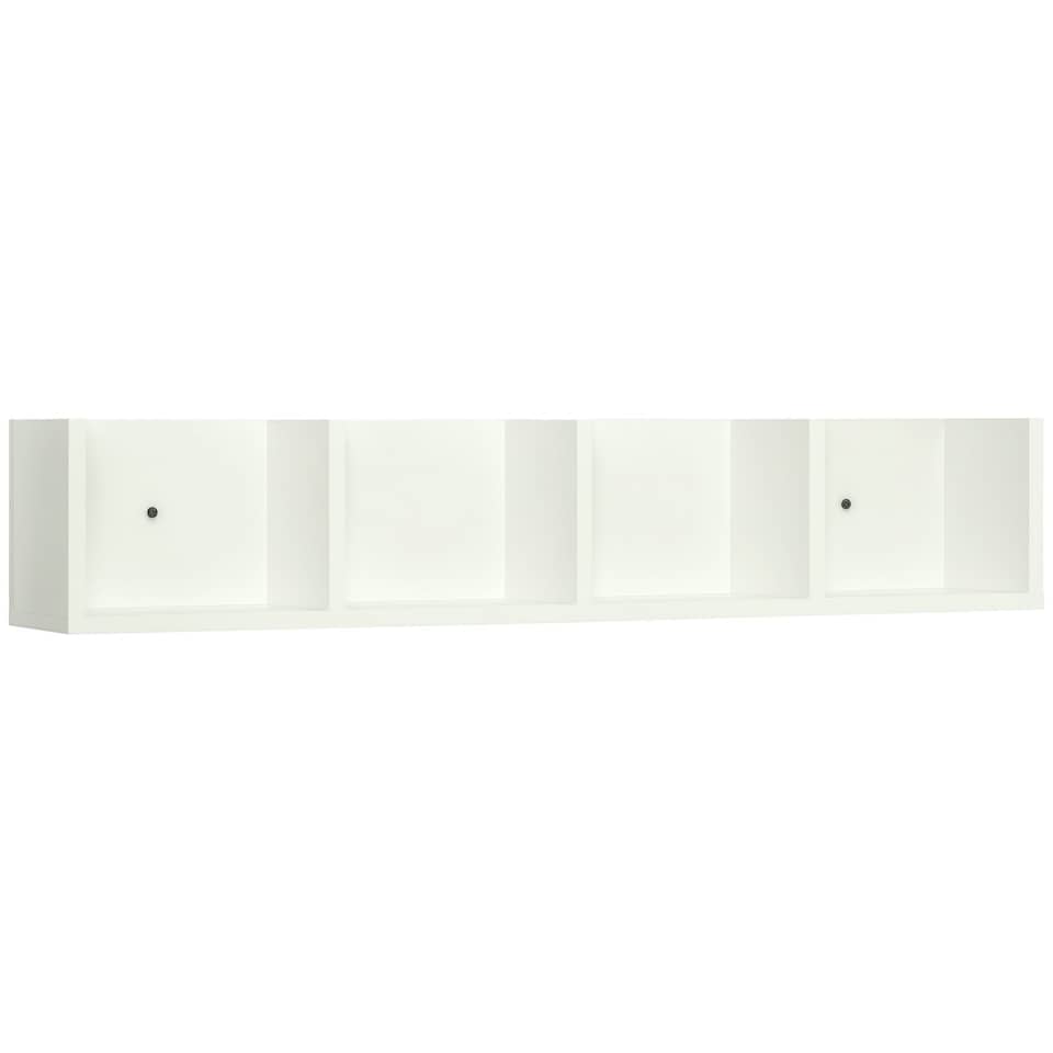 image 1 of HOMCOM Wooden Wall-Mounted Storage Media Display Shelf Center Rack, White