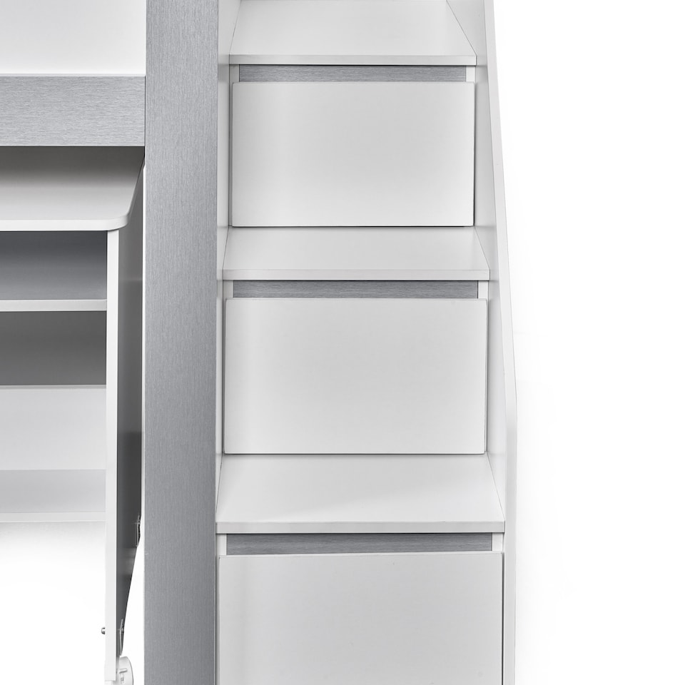 image 1 of Gaia 90cm Single Midsleeper - White and Silver
