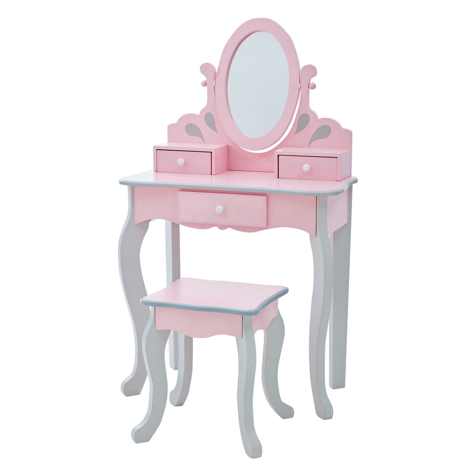 image 1 of Teamson Kids Little Princess Rapunzel Vanity Playset, Pink/Grey