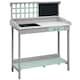 image 1 of HOMCOM Outdoor Potting Table Bench Workstation with Wood Planting Shelves | Grey | Dark Grey and Light Blue | Not provided