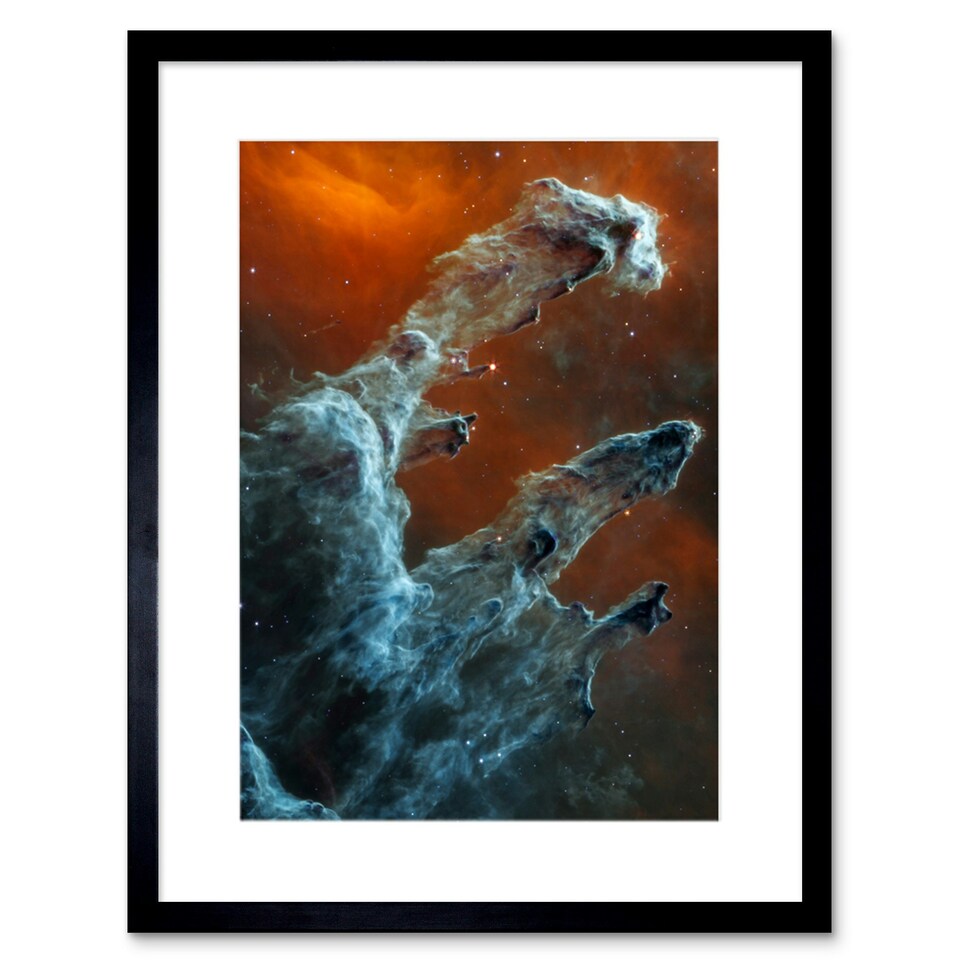 image 1 of NASA Webb Telescope Ghostly Figures Pillars Creation MIRI 9x7" Black Framed Wall Art Print