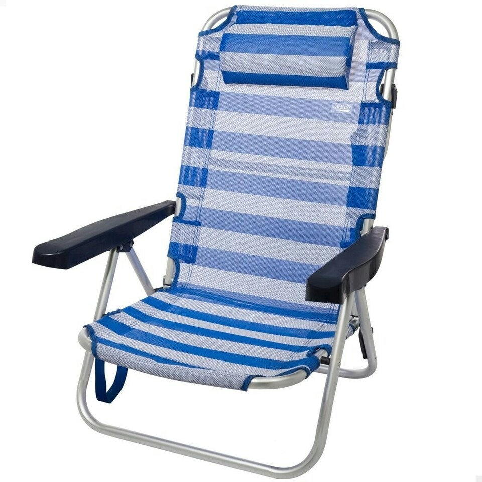 image 1 of Beach Chair Aktive Foldable Cushion White Blue 48 x 84 x 46 cm (2 Units) N/A