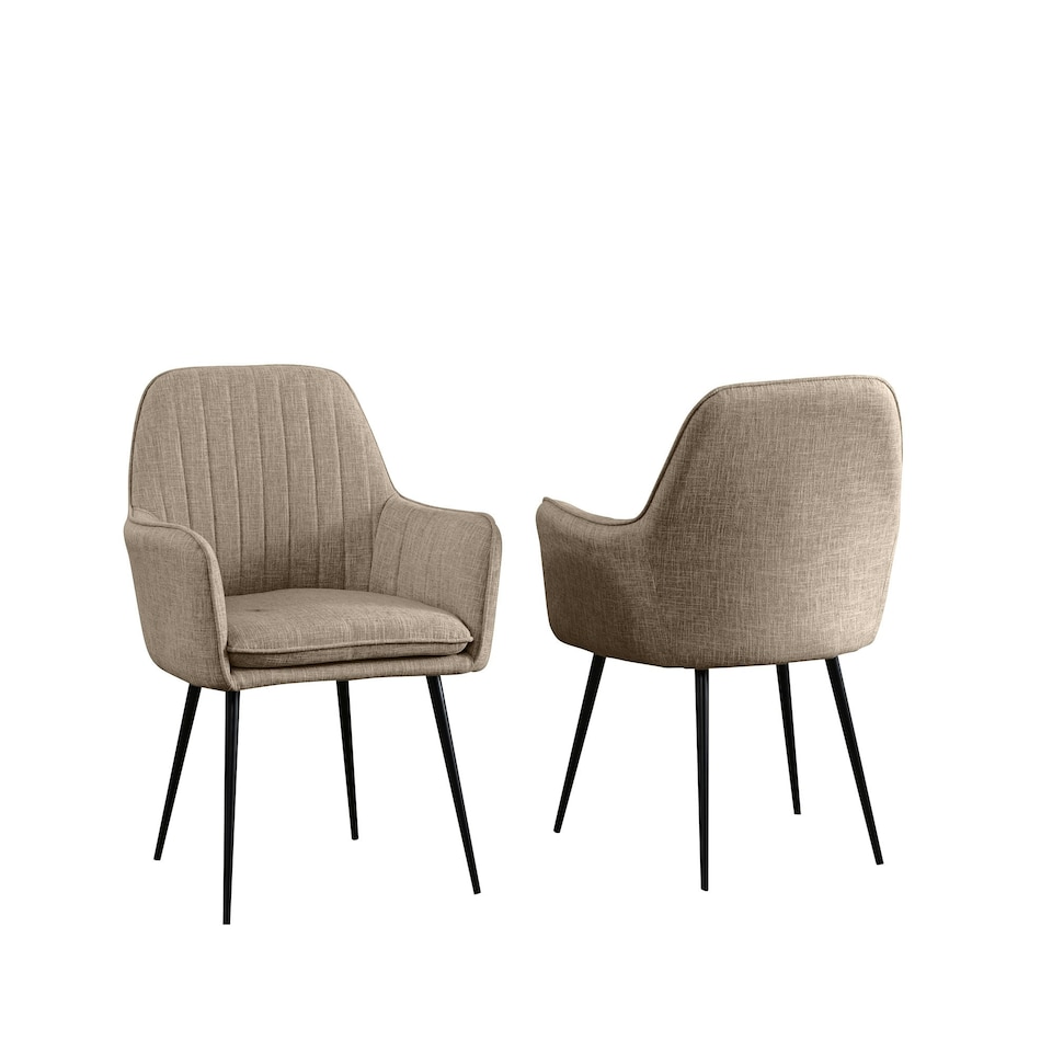 image 1 of Set of 2 Carrara Fabric Dining Chairs - Brown
