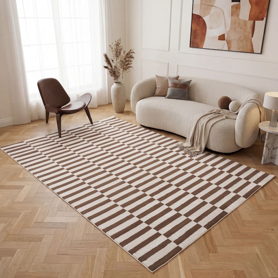 image 1 of The Rugs Loft Collection Striped Living Room Area Floor Rug and Runners Soft Pile
