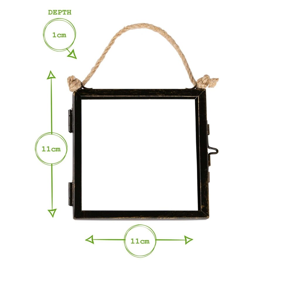 image 1 of Nicola Spring Hanging Metal Photo Frames - 4" x 4" - Black - Pack of 2 - Hanging Picture Frame Display Frame Poster Frame Picture Display Black | S