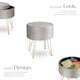 image 3 of Stool Ava - round, padded velvet look, with storage space | Grey | light grey | 37,50 x 37,50 x 44,50 cm | 1