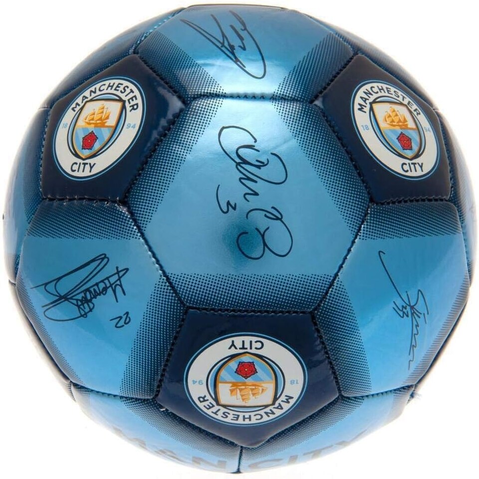image 1 of Manchester City FC Signature Football - Size 5 Blue