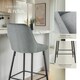image 4 of Bar Stool Siera with backrest, padding and soft fabric - Set of 4 Grey | Woven Fabric Grey/Black