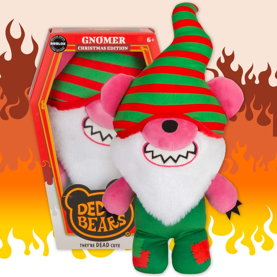 image 1 of PMS Deddy Bears Gnomer Plush Toy 30cm x 12.8cm in Coffin Box - Green