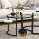 image 6 of HOMCOM Coffee Table Set of 2, Modern Nest of Tables with Tempered Glass Top, Steel Frame for Living Room, Black | Black
