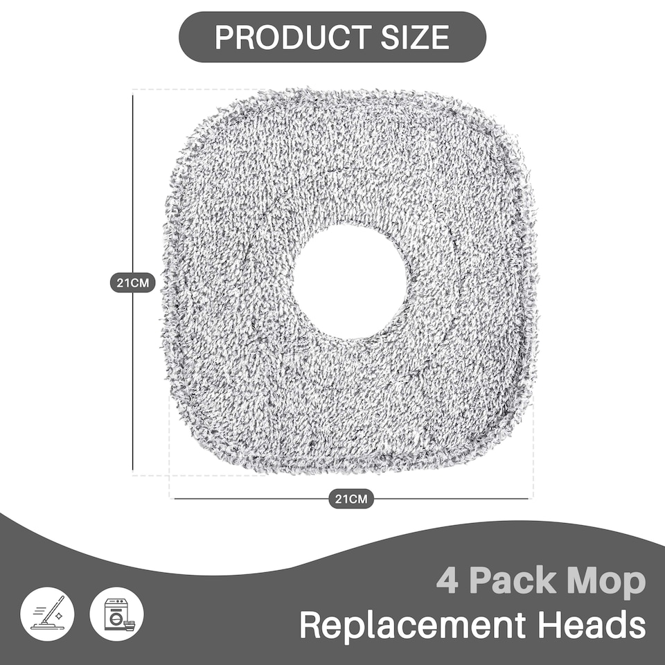 image 1 of 4 x Square Heads Refill Replacement Microfiber Home Cleaner Mopping Head