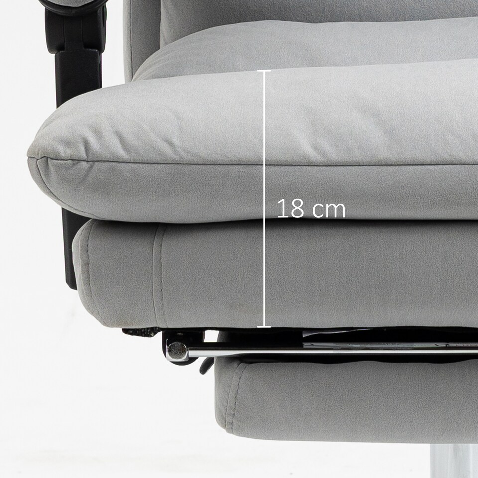 image 1 of Vinsetto Office Chair with Footrest, Double Padding Ergonomic Desk Chair with 6-Point Vibration Massage and Back Heating, Microfibre Fabric with 135 Reclining Back, Grey