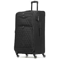 Flight Knight Lightweight 4 Wheel 800D Soft Case Quilted Suitcases Anti Crack Cabin & Hold Luggage Options - 100+ Airlines Approved - easyJet, BA & Many More! | Black | Large